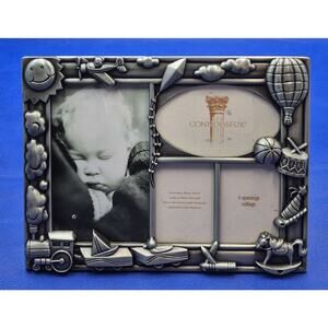 Connoisseur Pewter Easel Back Baby Photo Frame 4 Openings 9x7" UNUSED